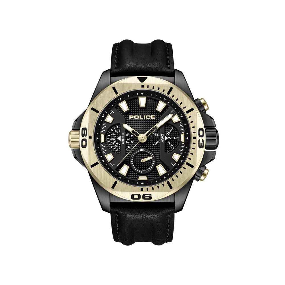 Police Black Artificial Leather Watch - Maison Cuirelle