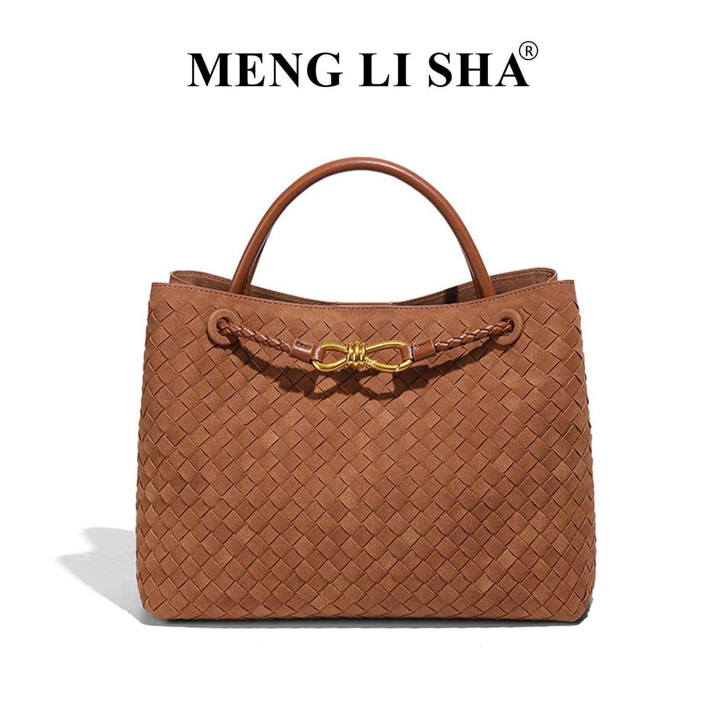 Retro Matte Suede Single-Shoulder Crossbody Hand-Woven Tote Bag