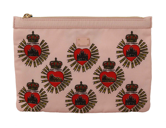 Dolce & Gabbana Clutch Pink D&G Logo Devotion Heart Toiletry Pouch Wallet - Maison Cuirelle