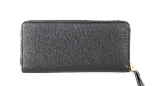 Michael Kors Jet Set Travel Large Black Pebble Leather Continental Wrist Wallet - Maison Cuirelle