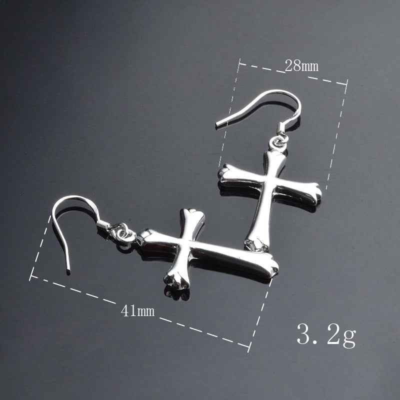Silver-Plated Cross Earrings For Ladies