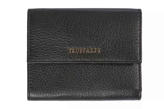 Trussardi Black Leather Women Wallet - Maison Cuirelle