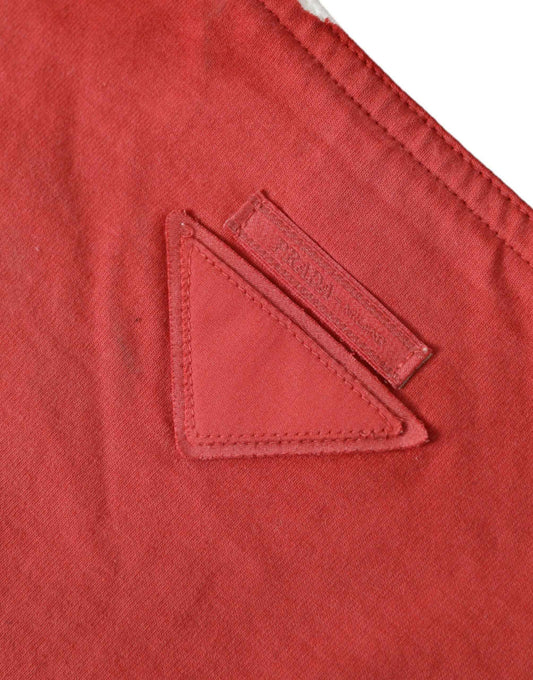 Prada Red Jersey Fabric Logo Shoulder Shopping Tote Bag - Maison Cuirelle
