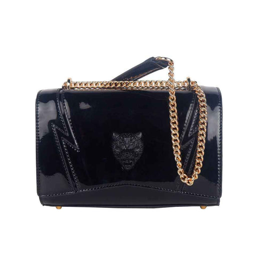 Plein Sport Chic Patent Effect Chain Shoulder Bag - Maison Cuirelle