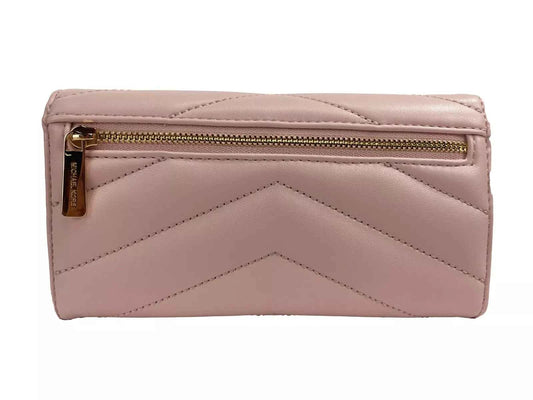 Michael Kors Jet Set Travel Large Quilted Leather Trifold Wallet Powder Blush - Maison Cuirelle