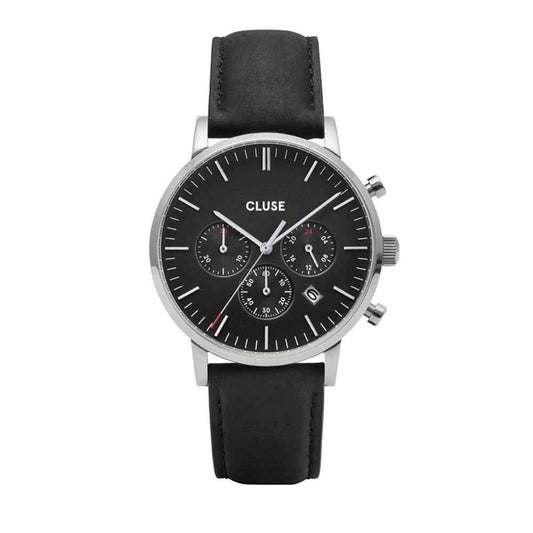 Cluse Black Leather Watch - Maison Cuirelle