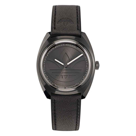 Adidas Black Leather Watch - Maison Cuirelle