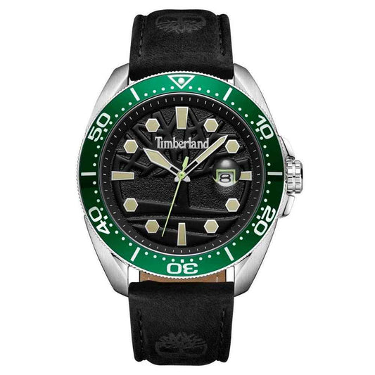 Timberland Black Leather Watch - Maison Cuirelle