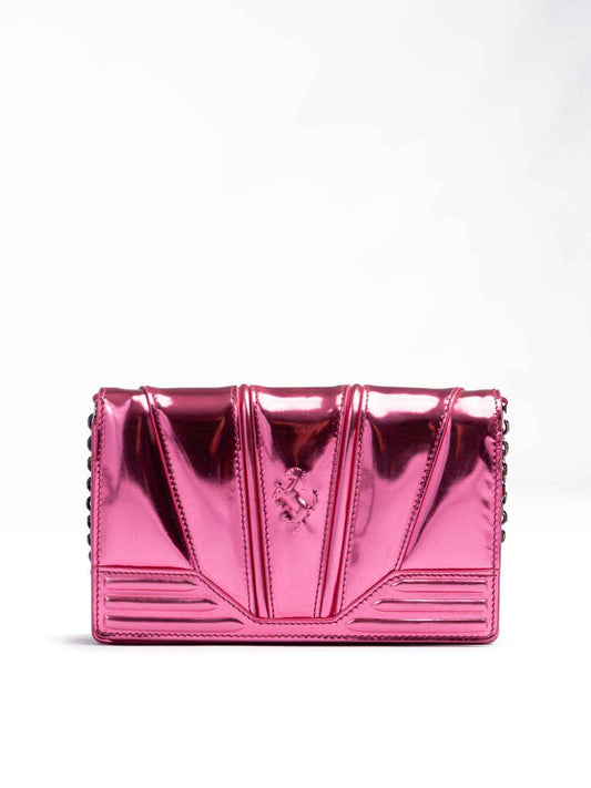Ferrari Metal Pink GT patent leather bag with chain - Maison Cuirelle