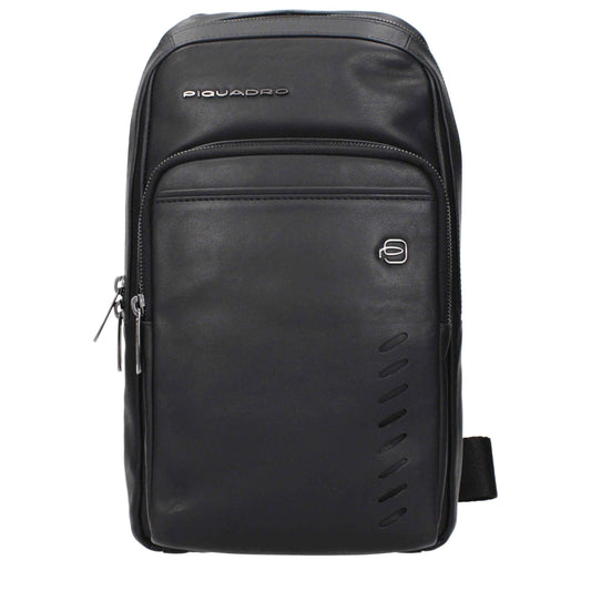 Piquadro Black Leather Crossbody Bags