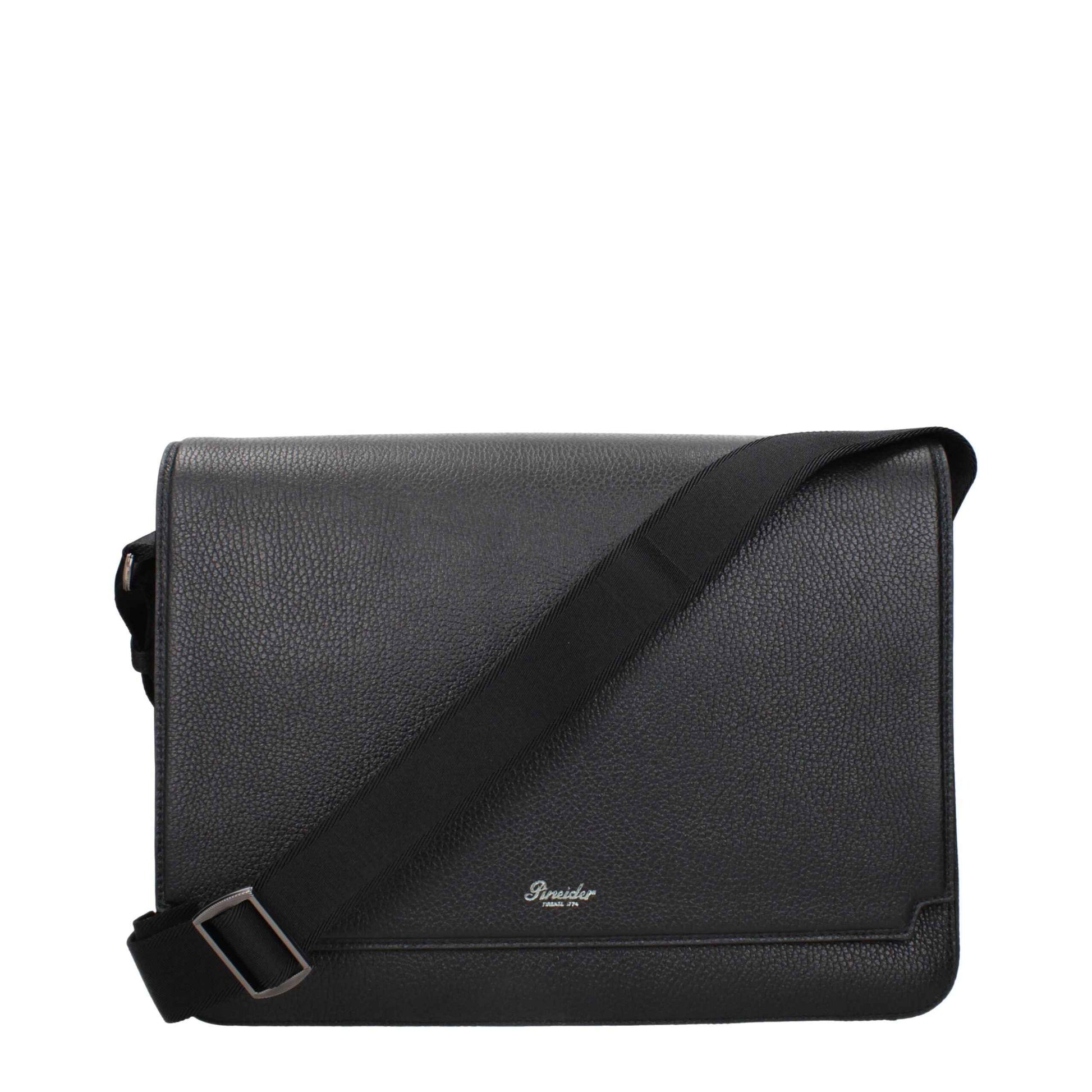 Pineider Black Leather Crossbody Bags