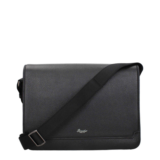 Pineider Black Leather Crossbody Bags
