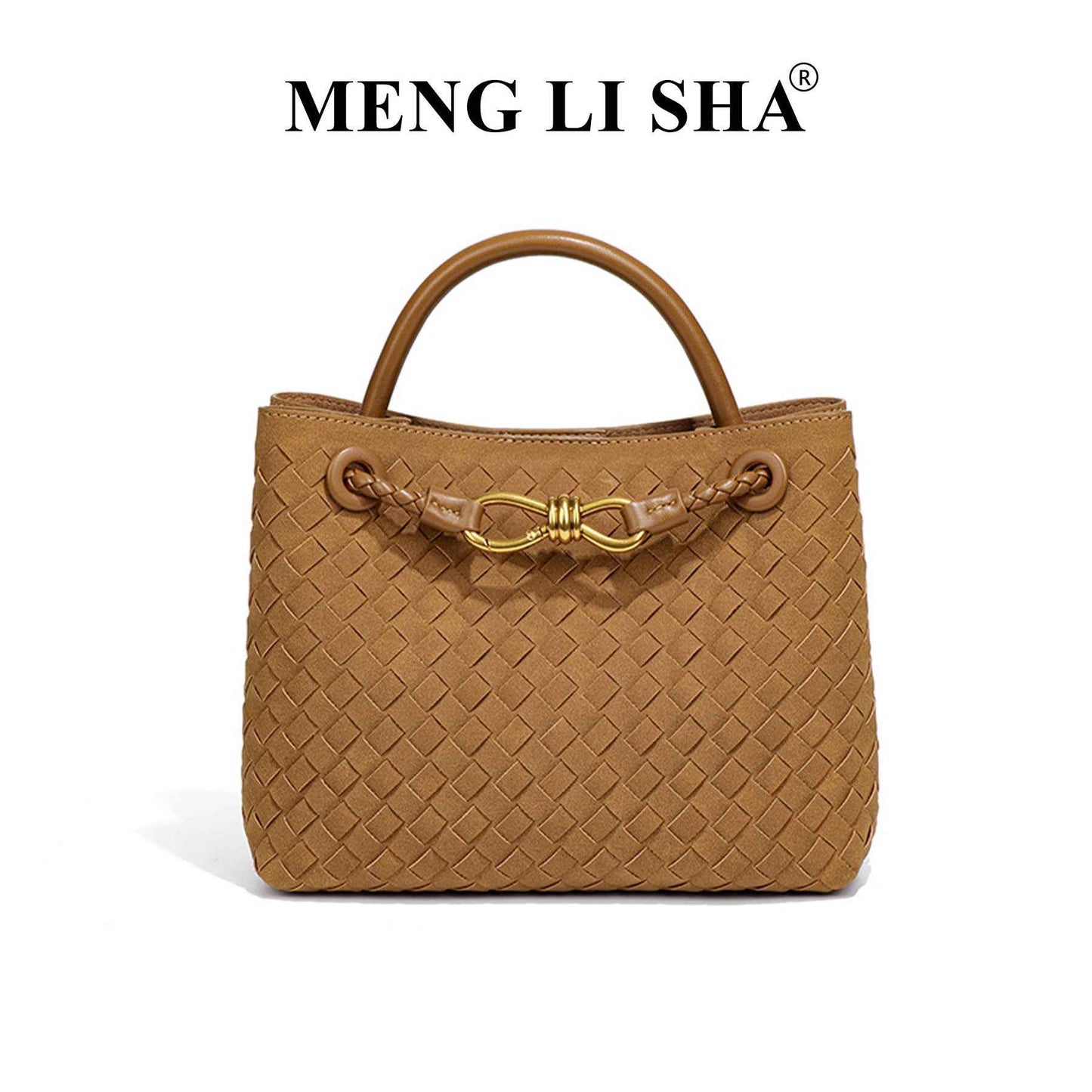 Retro Matte Suede Single-Shoulder Crossbody Hand-Woven Tote Bag