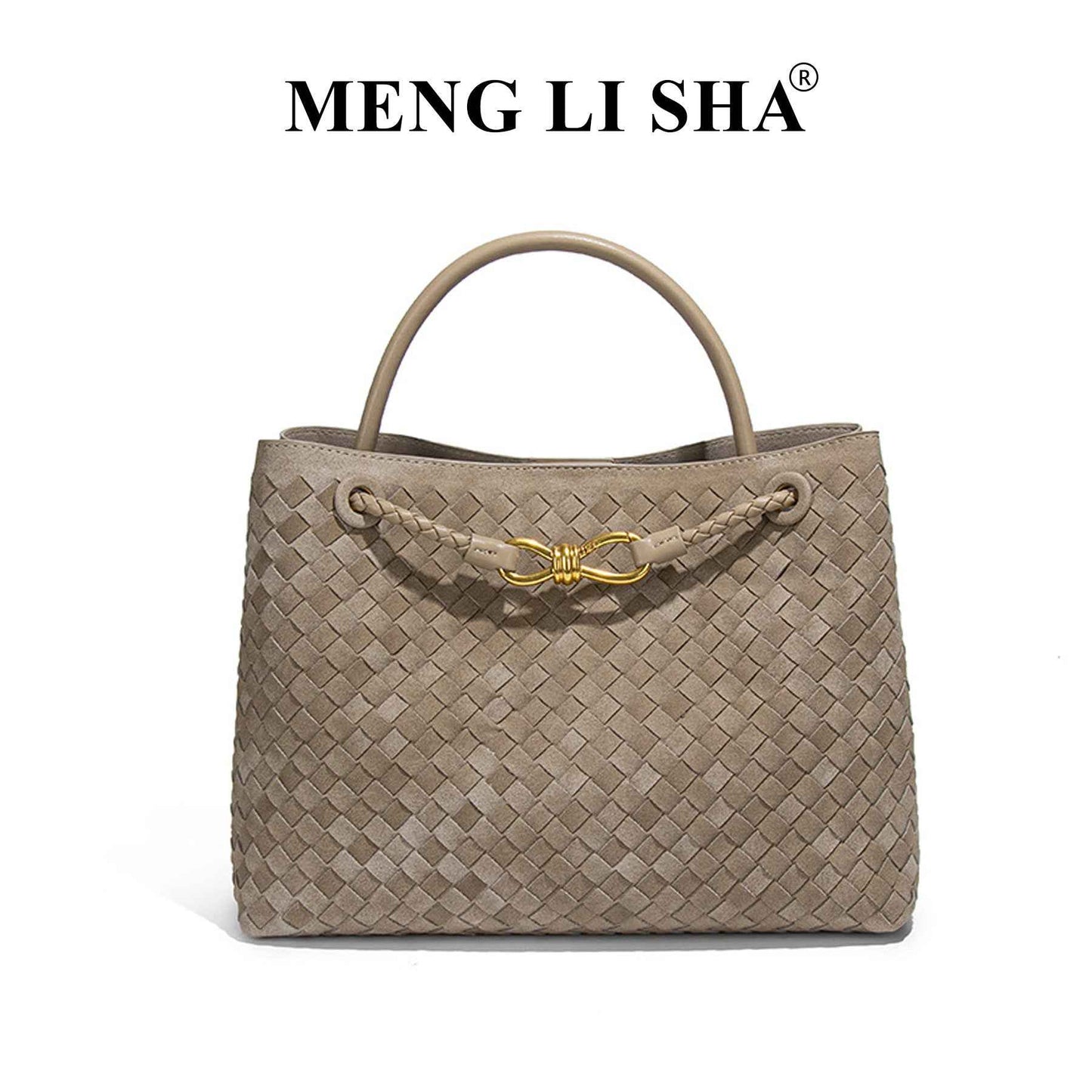 Retro Matte Suede Single-Shoulder Crossbody Hand-Woven Tote Bag