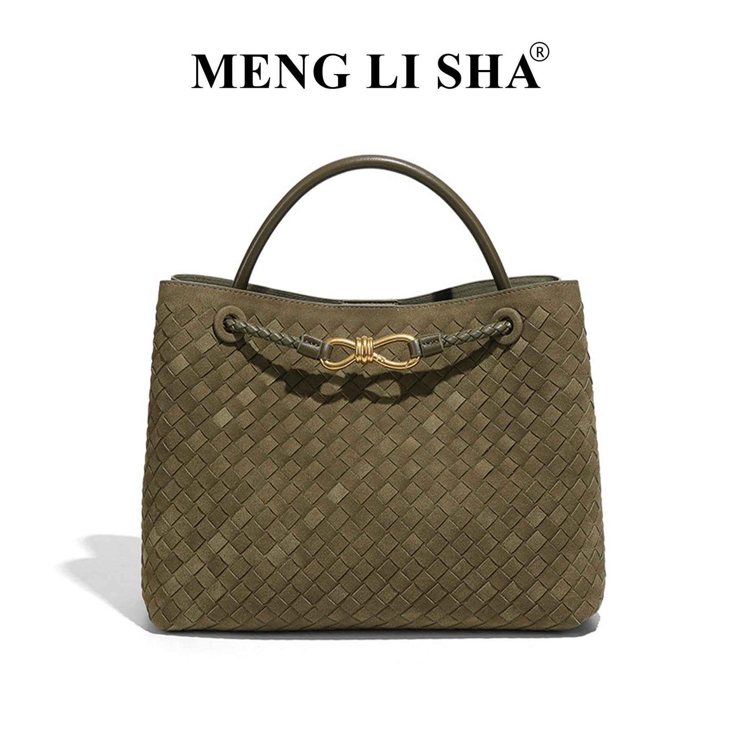 Retro Matte Suede Single-Shoulder Crossbody Hand-Woven Tote Bag