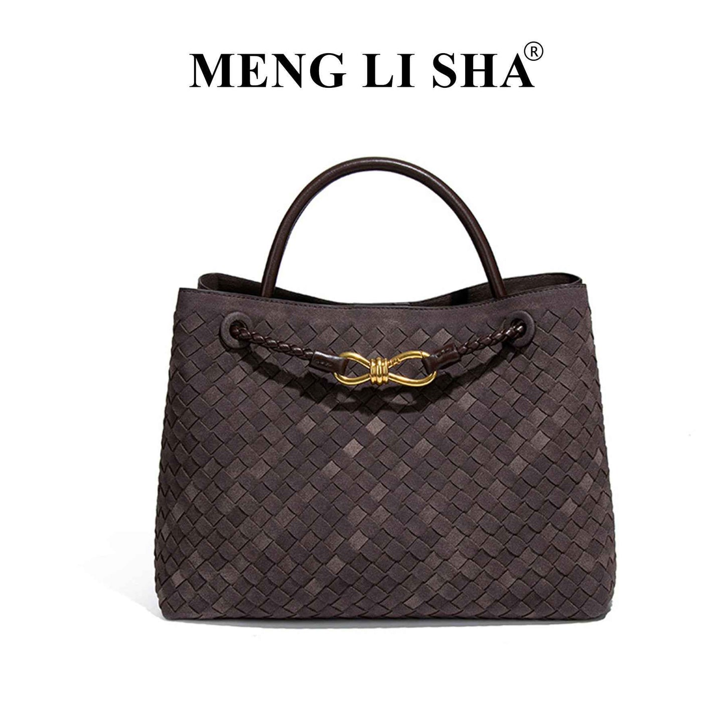 Retro Matte Suede Single-Shoulder Crossbody Hand-Woven Tote Bag