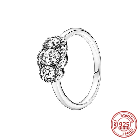 Anillo tres piedras y circonitas